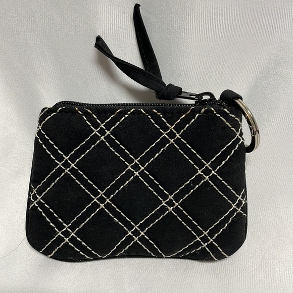 Vera Bradley Black White Keychain Change Purse - Picture 2 of 4